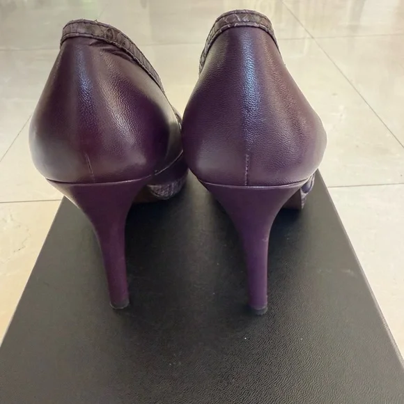 Stuart Weitzman Dark Purple Peep-Toe Heels - Picture 6 of 16